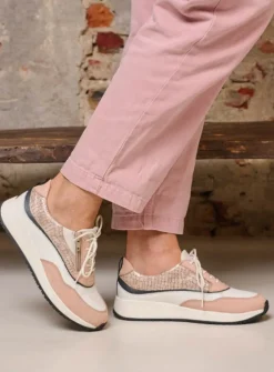 Wolky Sprint - gebroken wit/nude combi leer<DAMES Lage Veterschoenen|Sneakers
