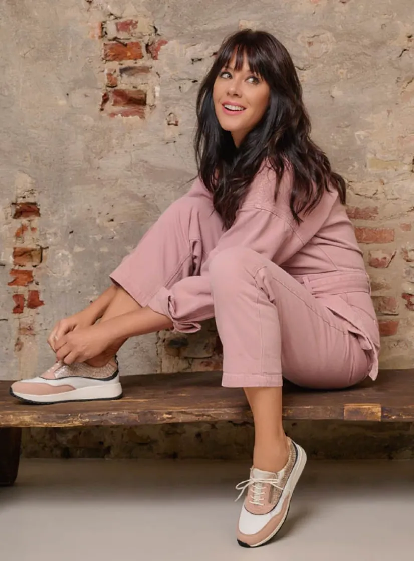 Wolky Sprint - gebroken wit/nude combi leer<DAMES Lage Veterschoenen|Sneakers
