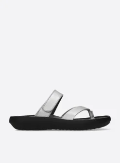 Wolky Tahiti - zilver/grijs leer<DAMES Slippers