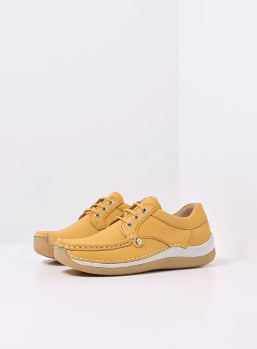 Wolky Taranta - amber leer<DAMES Lage Veterschoenen|Sneakers