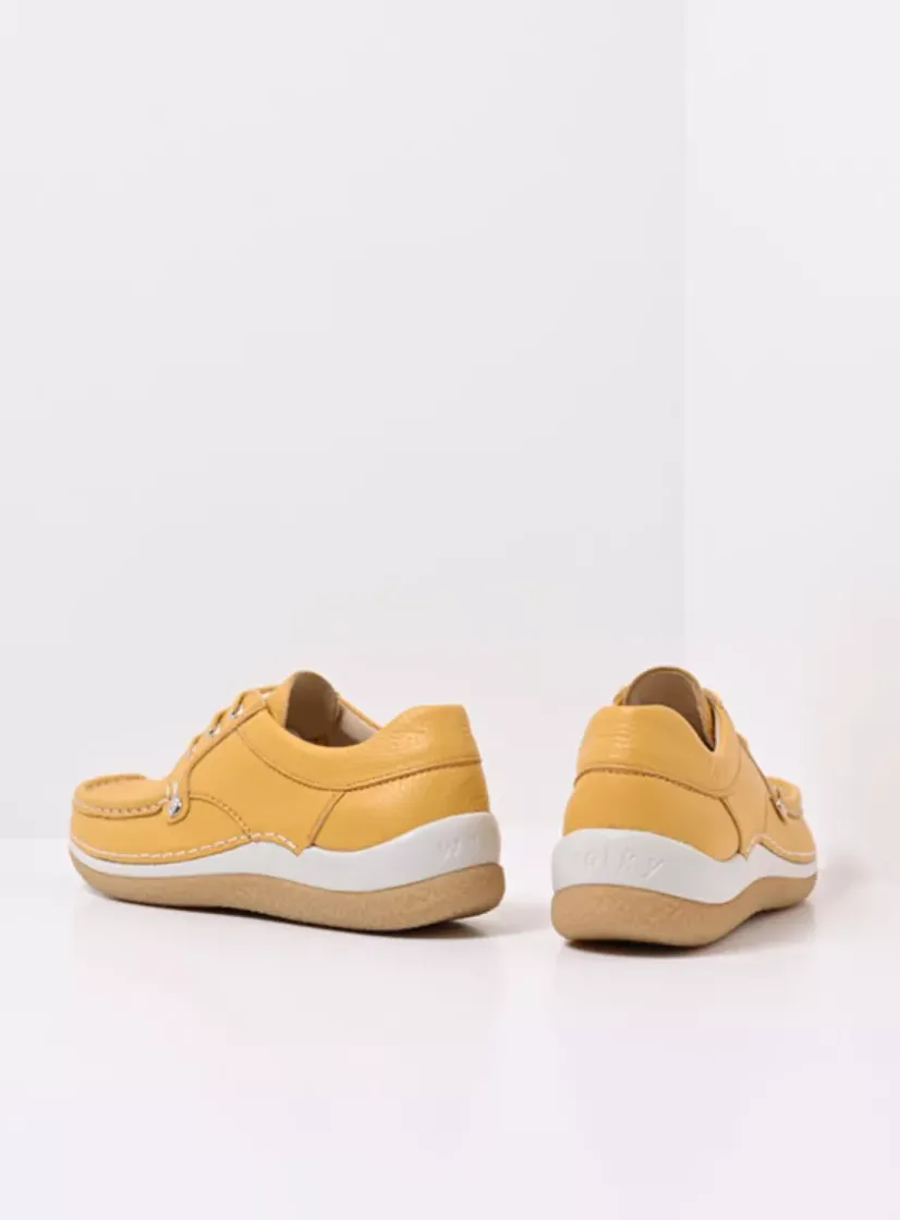 Wolky Taranta - amber leer<DAMES Lage Veterschoenen|Sneakers