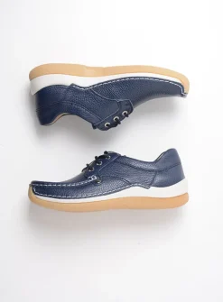 Wolky Taranta - blauw leer<DAMES Lage Veterschoenen|Sneakers