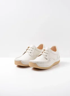 Wolky Taranta - creme wit leer<DAMES Lage Veterschoenen|Sneakers