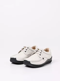 Wolky Taranta - wol wit leer<DAMES Lage Veterschoenen|Sneakers