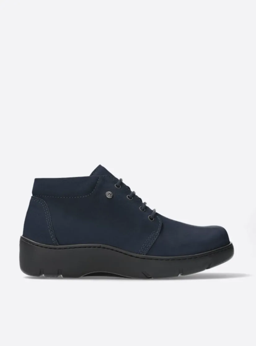 Wolky Tarda XW-WR - donkerblauw nubuck<DAMES Hoge Veterschoenen|Herfst/Winter