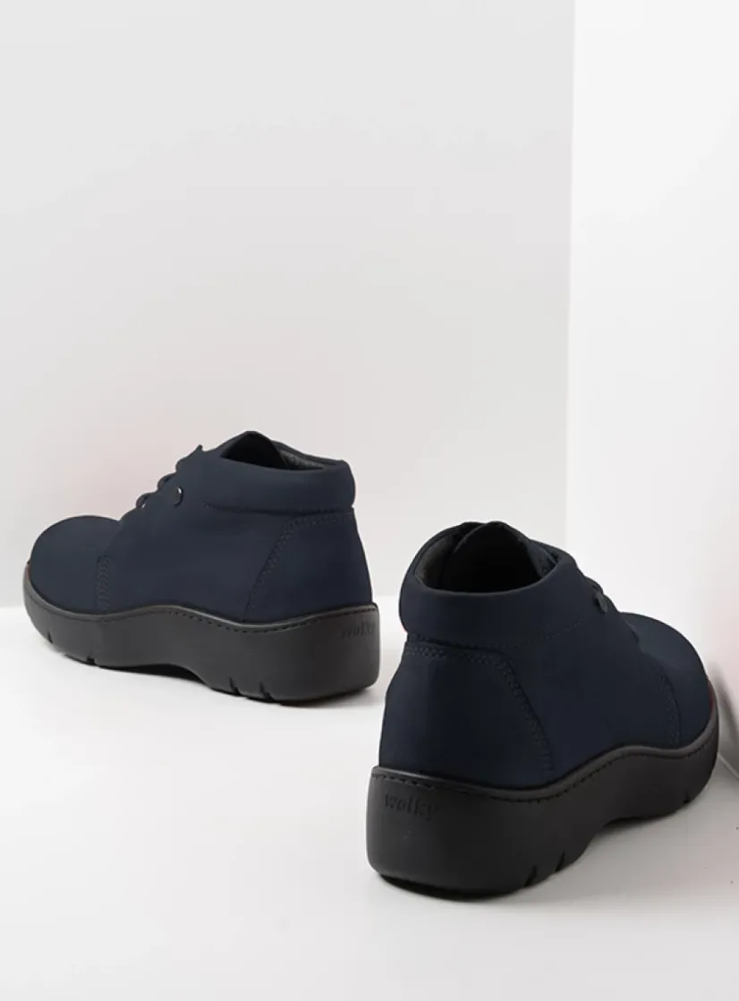 Wolky Tarda XW-WR - donkerblauw nubuck<DAMES Hoge Veterschoenen|Herfst/Winter