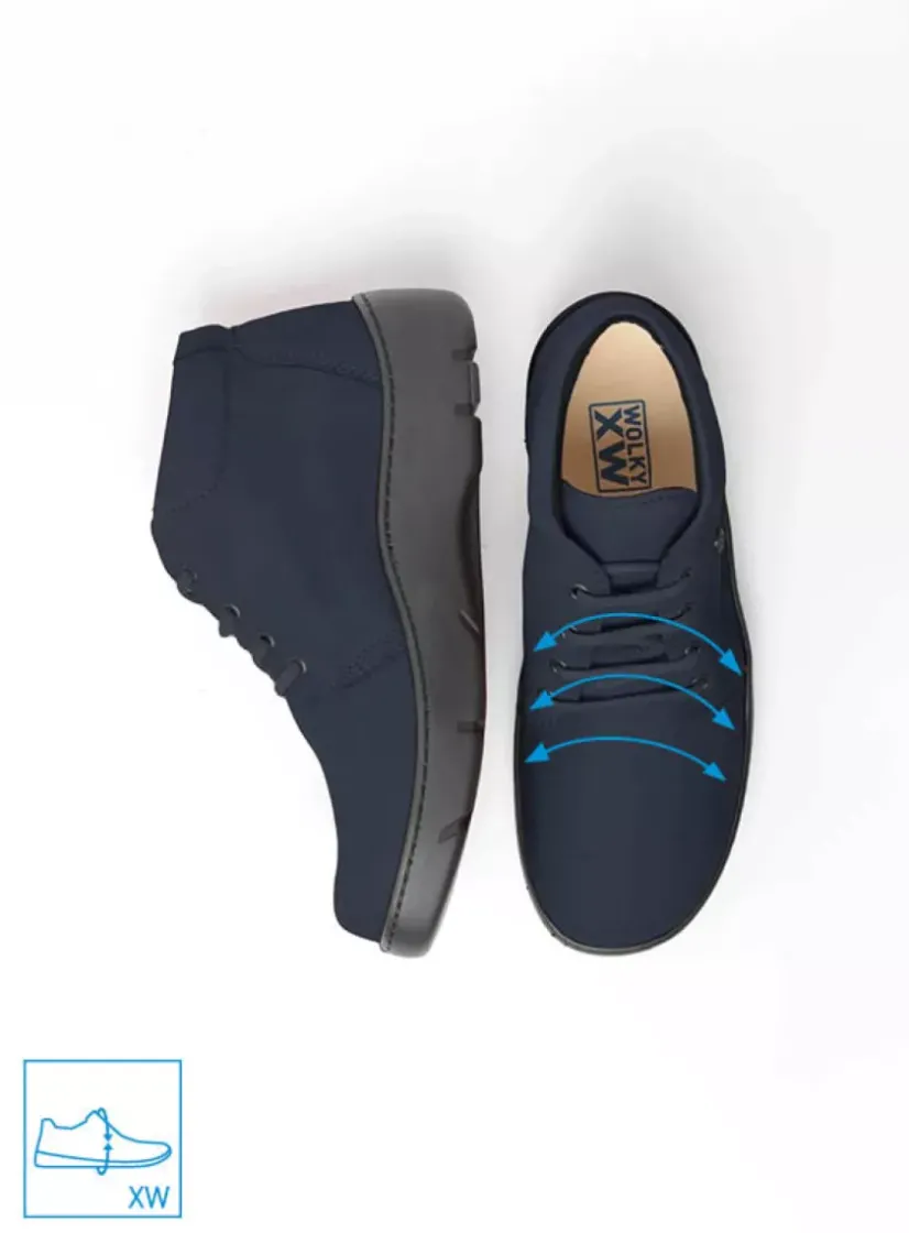 Wolky Tarda XW-WR - donkerblauw nubuck<DAMES Hoge Veterschoenen|Herfst/Winter