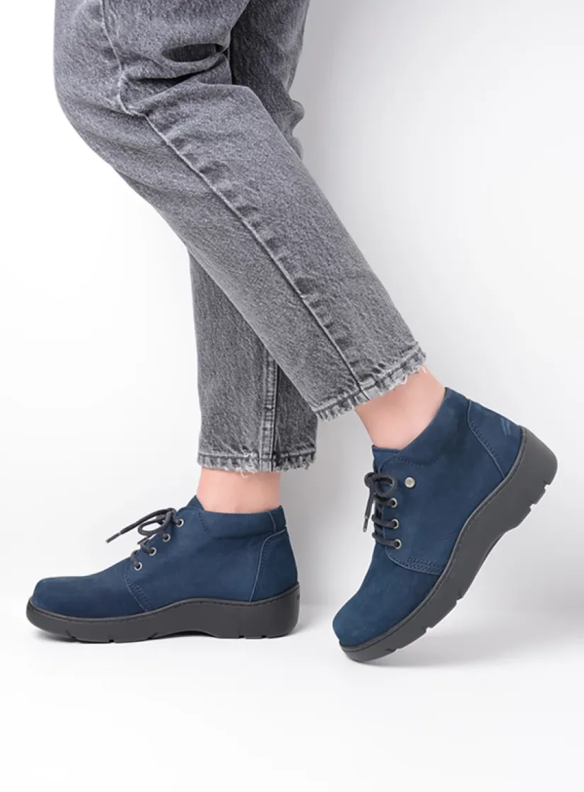 Wolky Tarda XW-WR - donkerblauw nubuck<DAMES Hoge Veterschoenen|Herfst/Winter