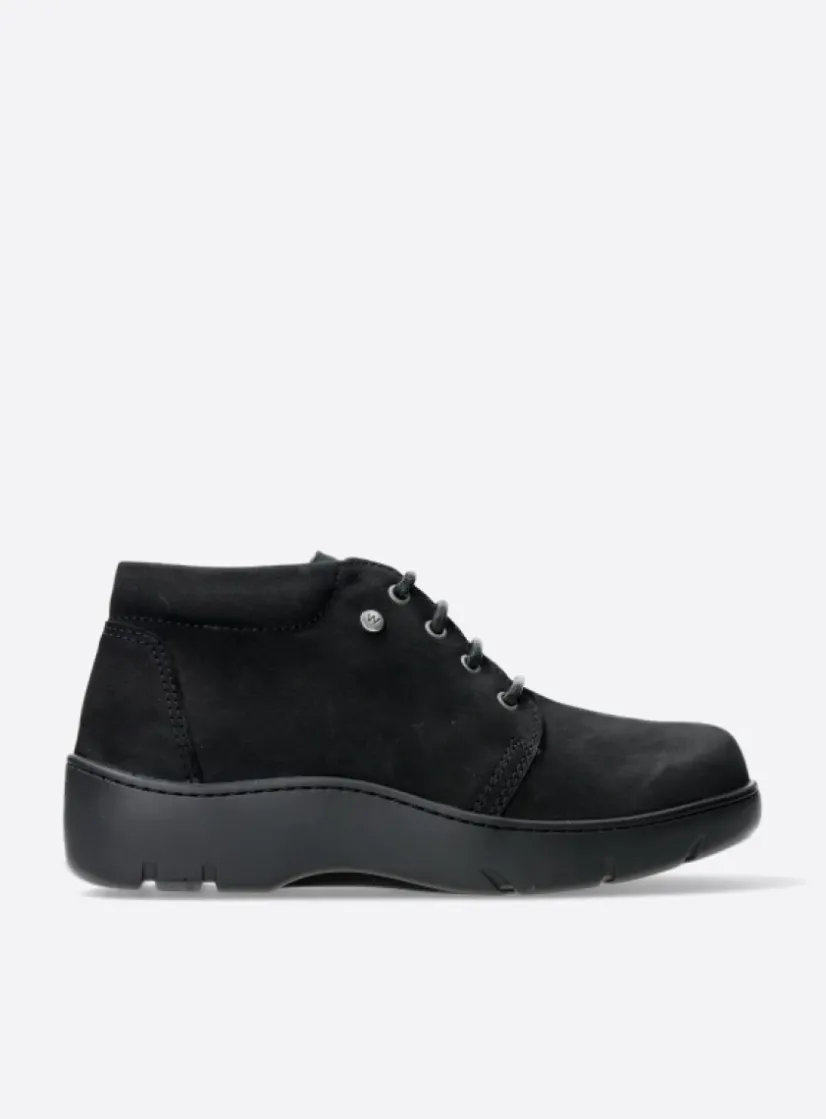 Wolky Tarda XW-WR - zwart nubuck<DAMES Hoge Veterschoenen|Herfst/Winter