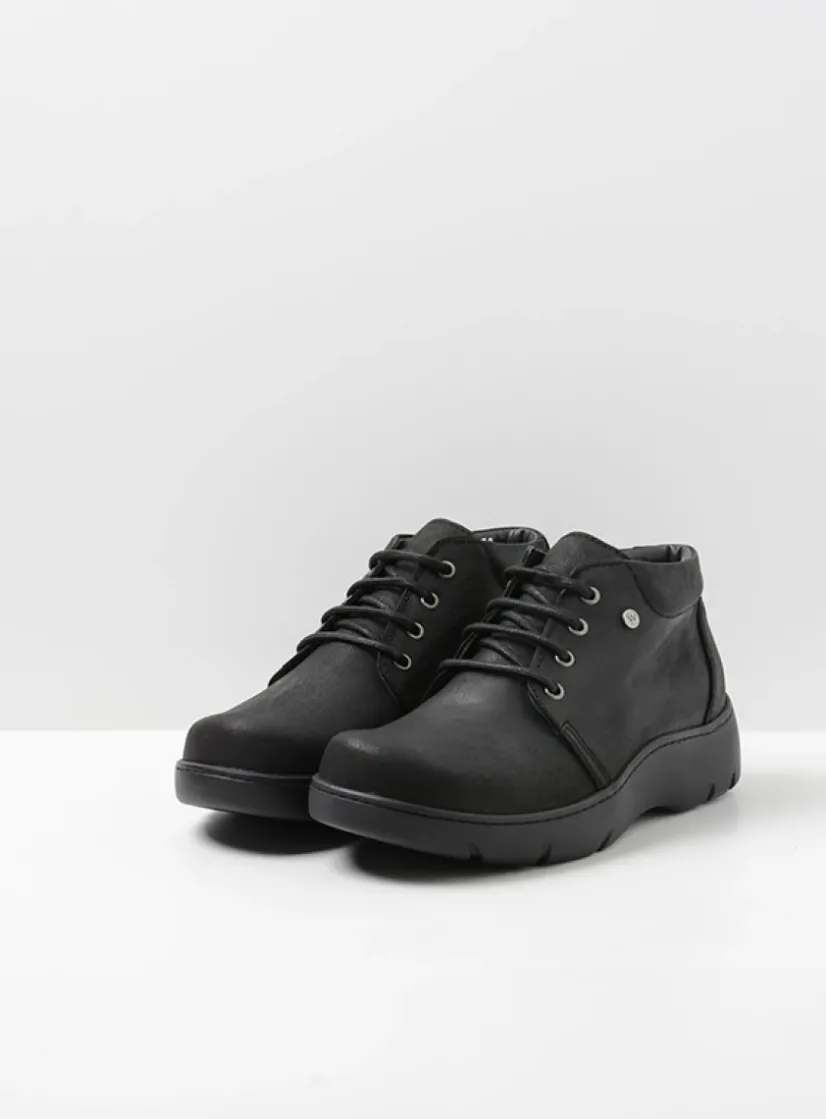 Wolky Tarda XW-WR - zwart nubuck<DAMES Hoge Veterschoenen|Herfst/Winter