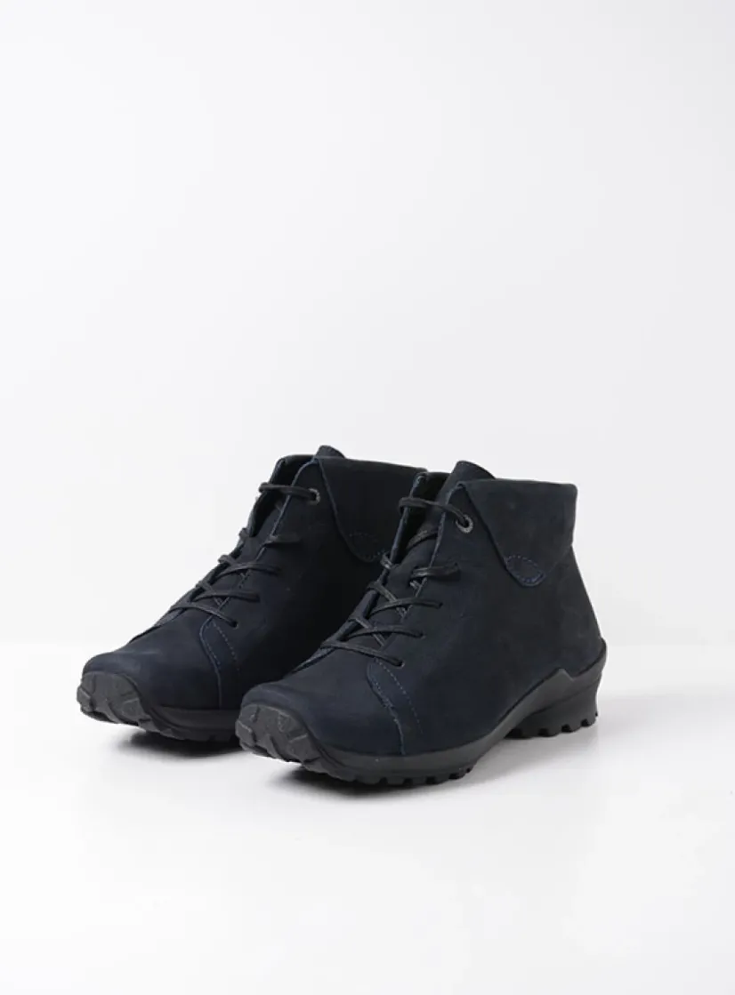 Wolky Teton - blauw nubuck<DAMES Hoge Veterschoenen|Herfst/Winter