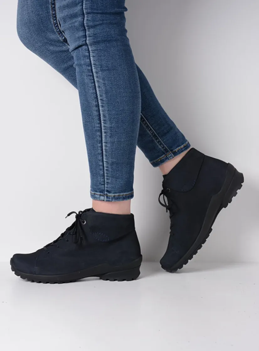 Wolky Teton - blauw nubuck<DAMES Hoge Veterschoenen|Herfst/Winter