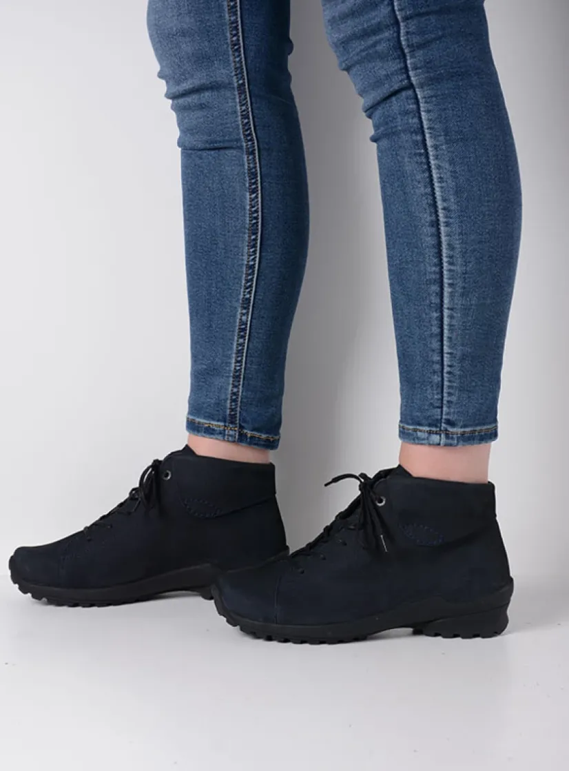 Wolky Teton - blauw nubuck<DAMES Hoge Veterschoenen|Herfst/Winter