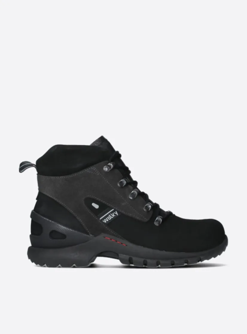 Wolky Traction WP - zwart nubuck<DAMES Hoge Veterschoenen|Wandelschoenen