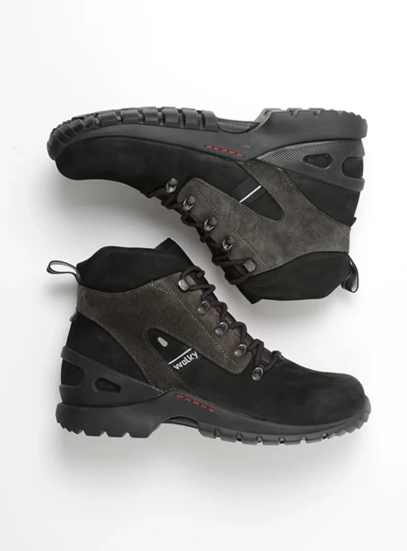 Wolky Traction WP - zwart nubuck<DAMES Hoge Veterschoenen|Wandelschoenen