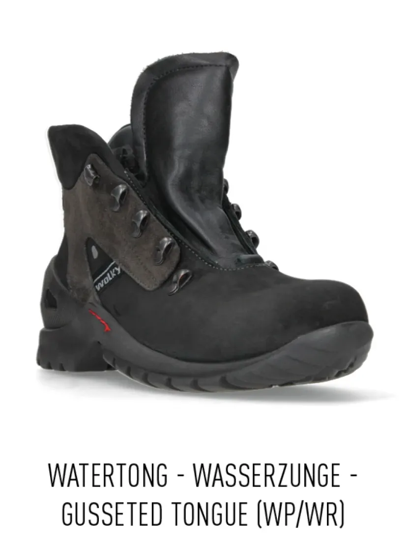 Wolky Traction WP - zwart nubuck<DAMES Hoge Veterschoenen|Wandelschoenen