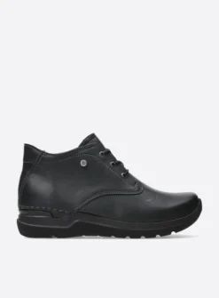 Wolky Truth HV - zwart leer<DAMES Hoge Veterschoenen|Wandelschoenen
