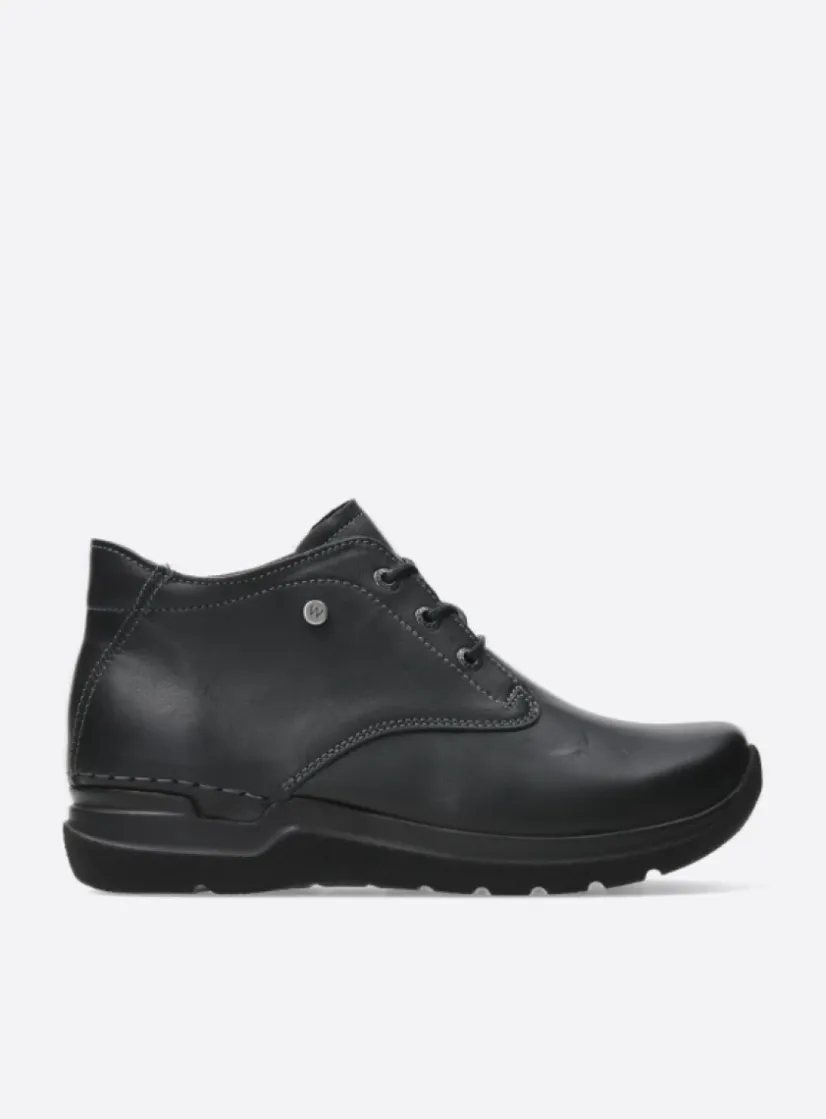 Wolky Truth HV - zwart leer<DAMES Hoge Veterschoenen|Wandelschoenen