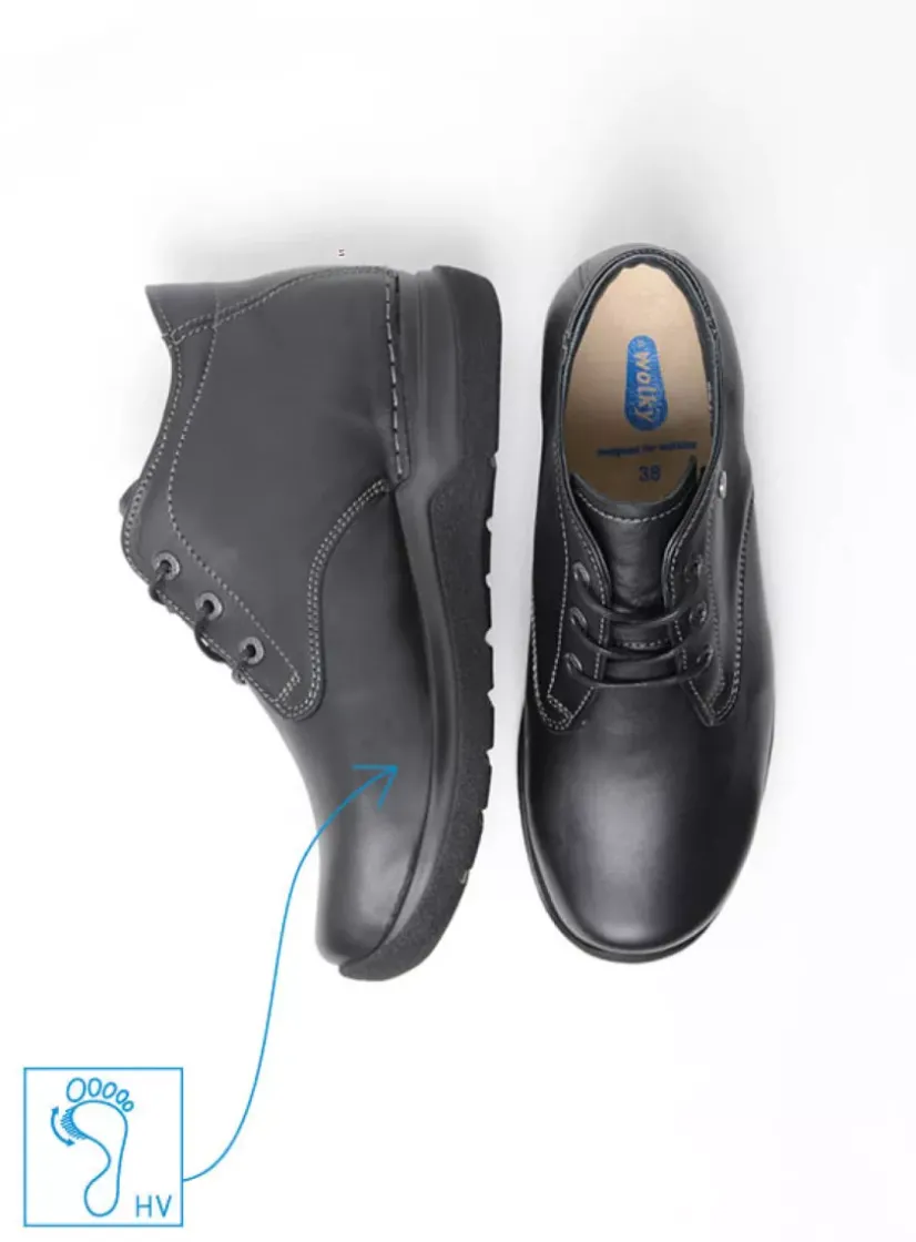 Wolky Truth HV - zwart leer<DAMES Hoge Veterschoenen|Wandelschoenen