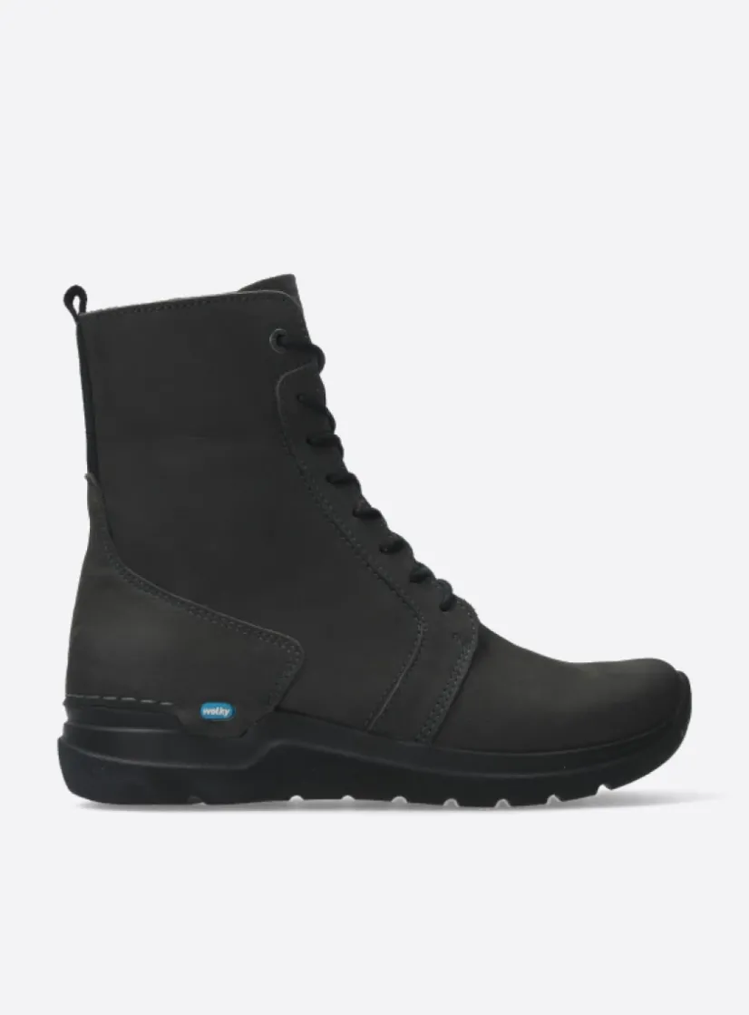 Wolky Viper - asfalt nubuck<DAMES Hoge Veterschoenen|Veterlaarzen