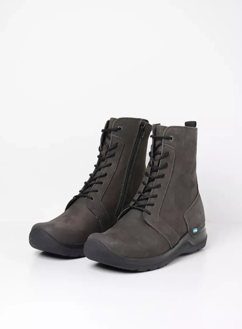 Wolky Viper - asfalt nubuck<DAMES Hoge Veterschoenen|Veterlaarzen