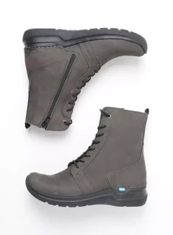 Wolky Viper - asfalt nubuck<DAMES Hoge Veterschoenen|Veterlaarzen