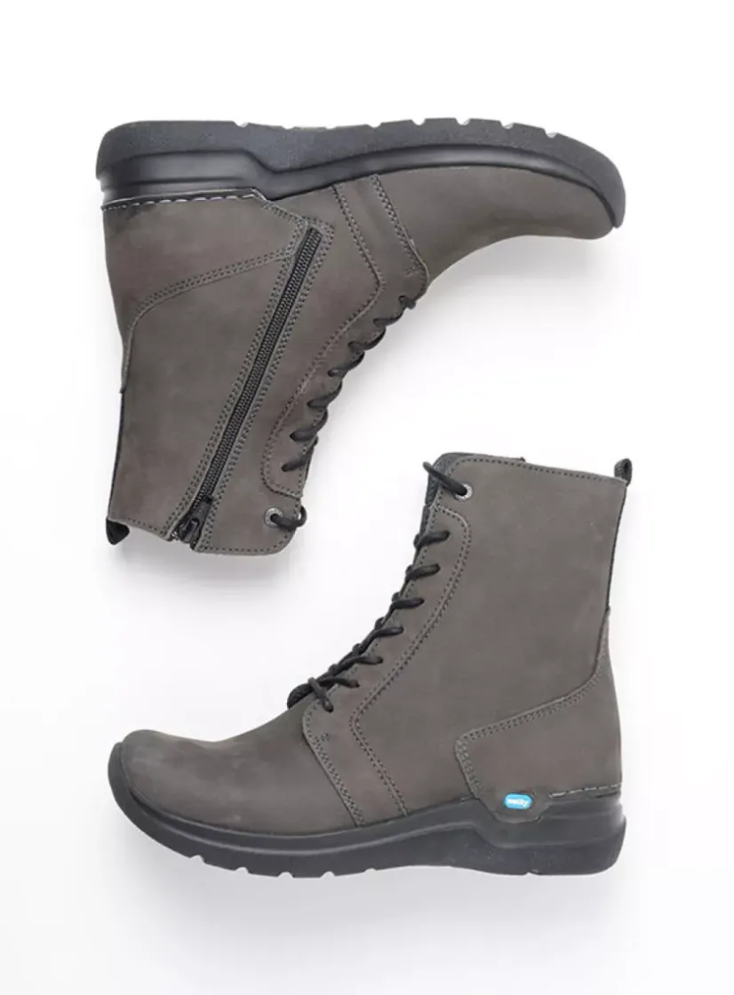Wolky Viper - asfalt nubuck<DAMES Hoge Veterschoenen|Veterlaarzen