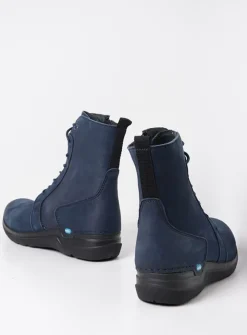 Wolky Viper HV - denim blauw nubuck<DAMES Hoge Veterschoenen|Veterlaarzen
