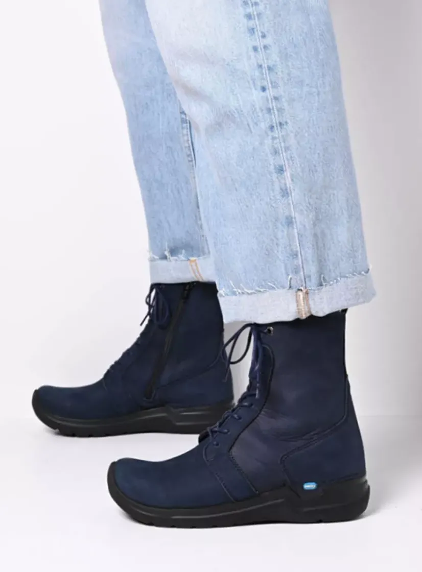 Wolky Viper HV - denim blauw nubuck<DAMES Hoge Veterschoenen|Veterlaarzen