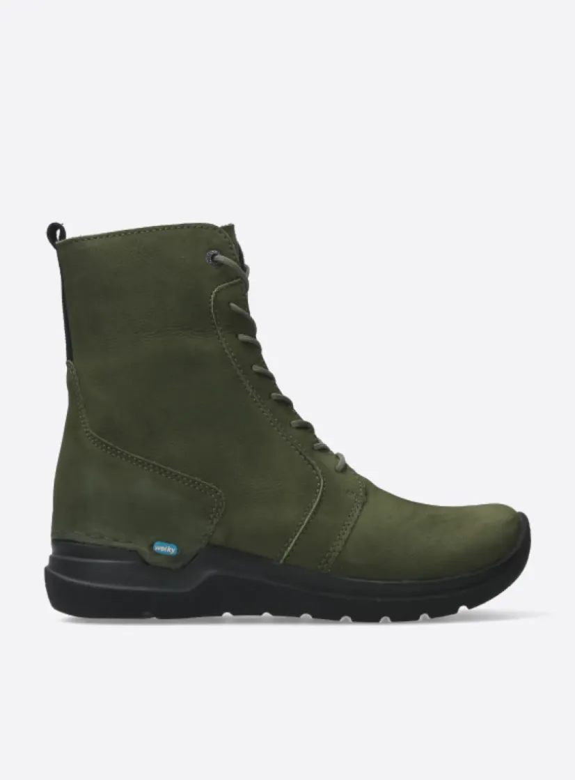 Wolky Viper HV - pesto groen nubuck<DAMES Hoge Veterschoenen|Veterlaarzen