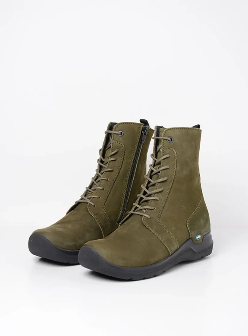 Wolky Viper HV - pesto groen nubuck<DAMES Hoge Veterschoenen|Veterlaarzen