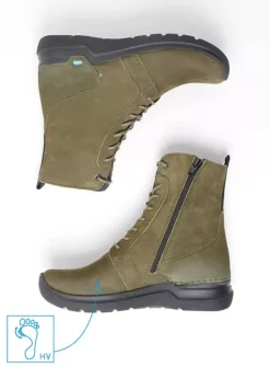 Wolky Viper HV - pesto groen nubuck<DAMES Hoge Veterschoenen|Veterlaarzen