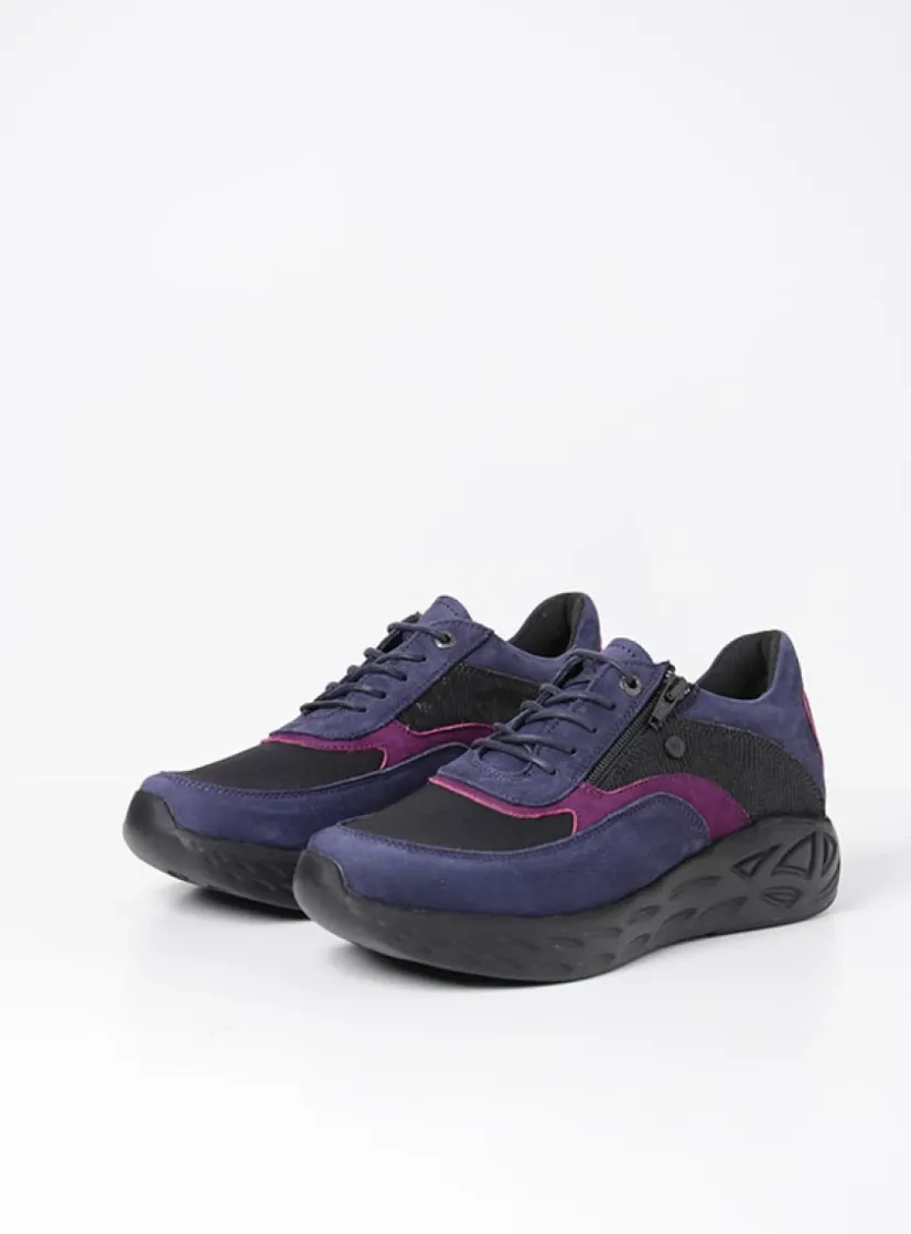 Wolky Vitality S2F - paars combi stretch leer<DAMES Lage Veterschoenen|Wandelschoenen