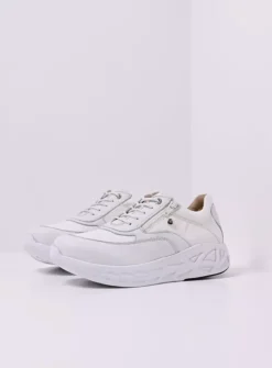 Wolky Vitality S2F - wit/gebroken combi stretch leer<DAMES Lage Veterschoenen|Wandelschoenen