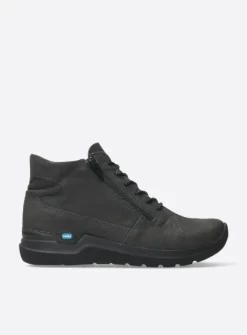 Wolky Why - asfalt nubuck<DAMES Hoge Veterschoenen|Wandelschoenen