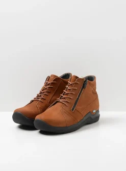 Wolky Why - cognac nubuck<DAMES Hoge Veterschoenen|Wandelschoenen