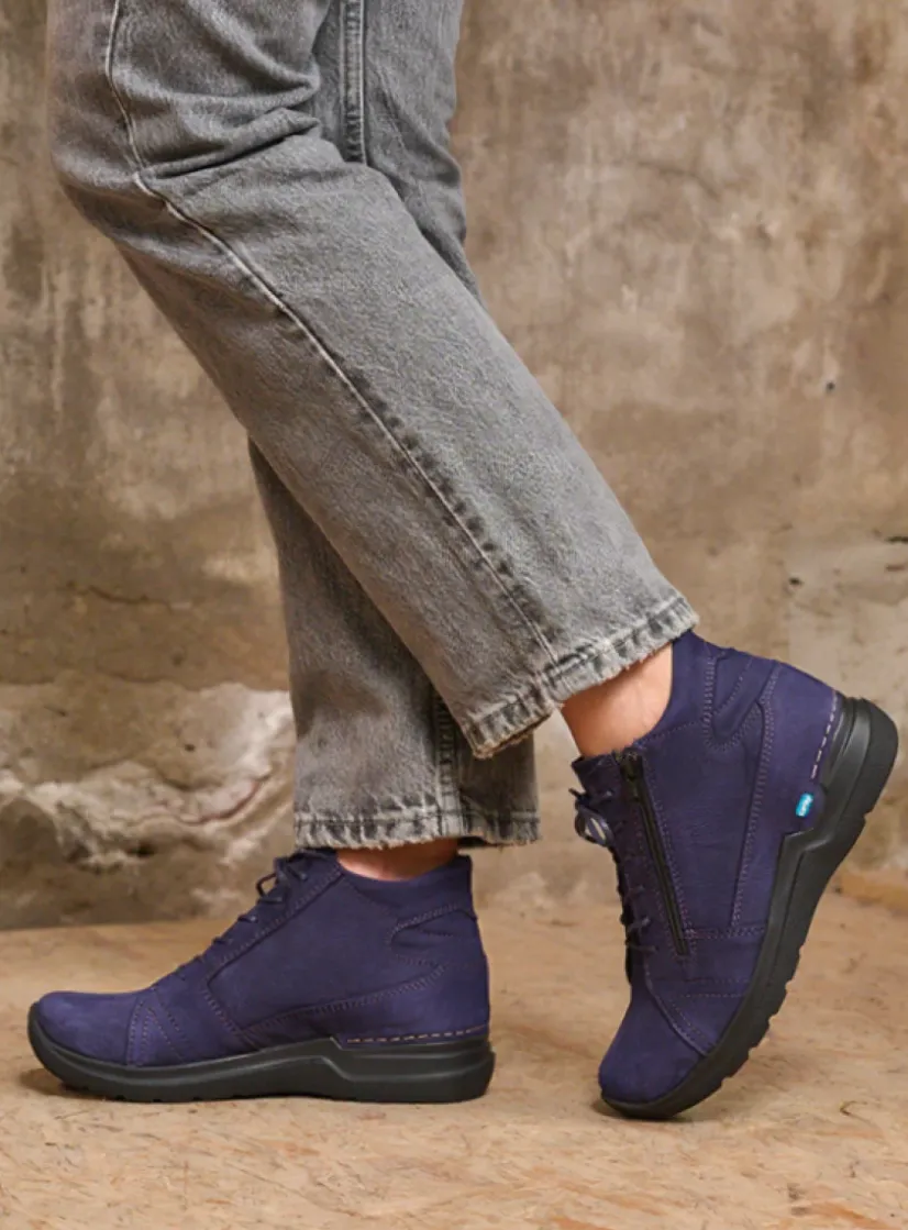 Wolky Why - paars nubuck<DAMES Hoge Veterschoenen|Wandelschoenen