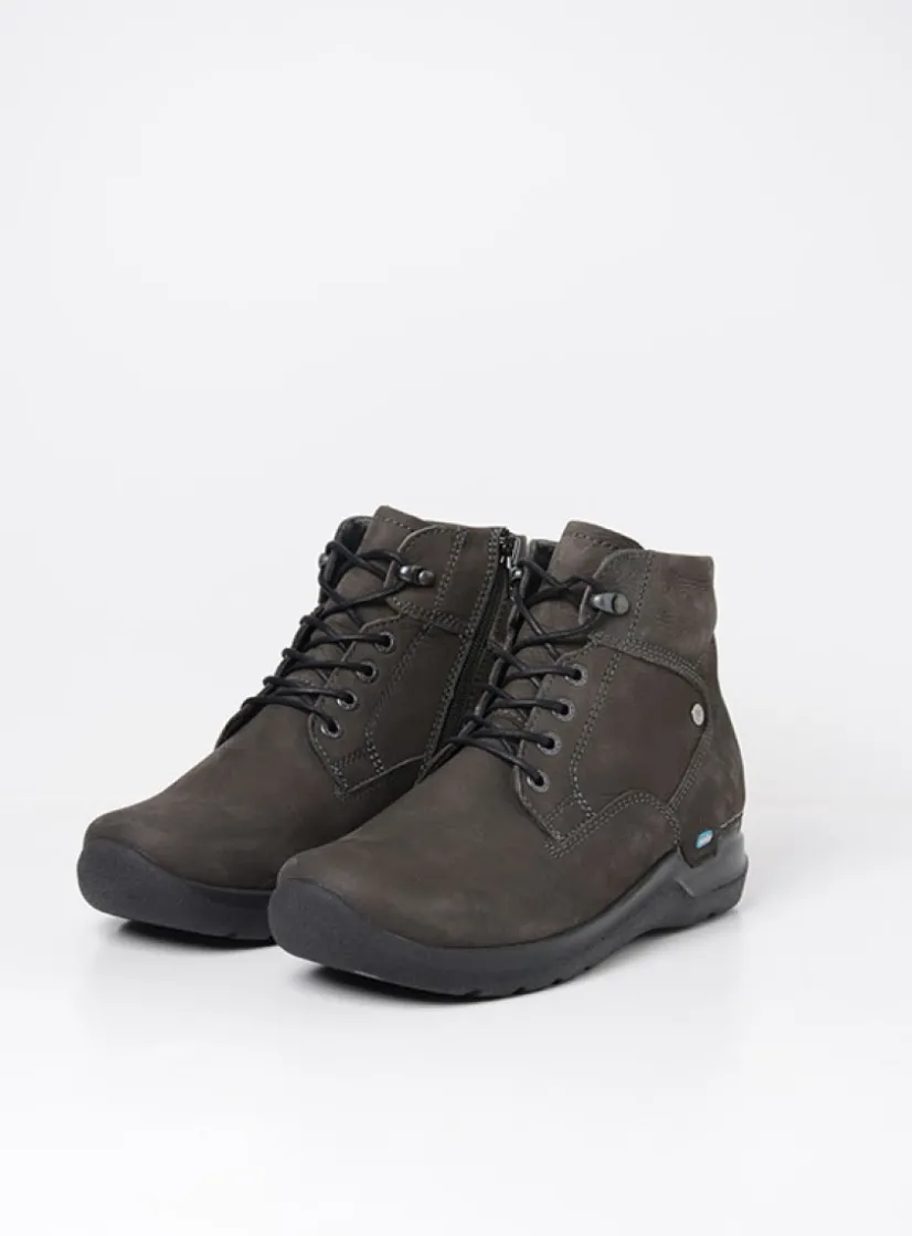 Wolky Whynot HV - asfalt nubuck<DAMES Hoge Veterschoenen|Wandelschoenen
