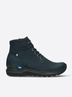 Wolky Whynot HV - blauw nubuck<DAMES Hoge Veterschoenen|Wandelschoenen