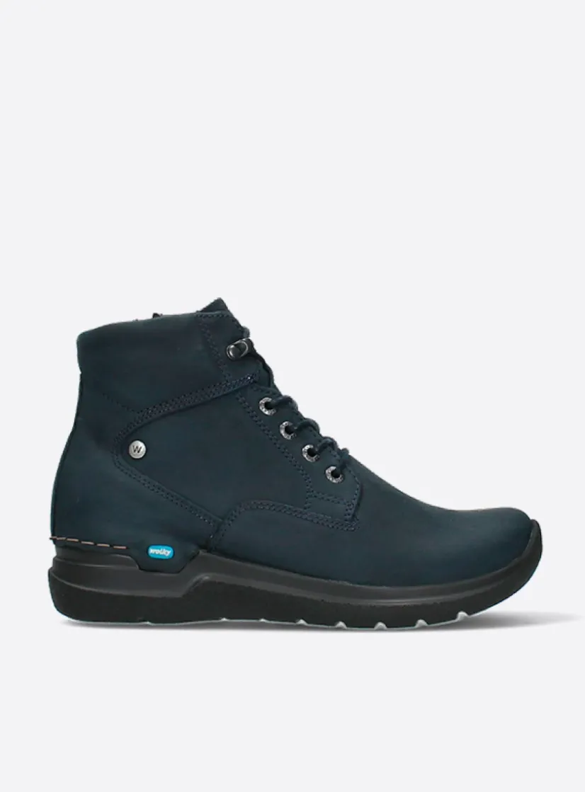 Wolky Whynot HV - blauw nubuck<DAMES Hoge Veterschoenen|Wandelschoenen