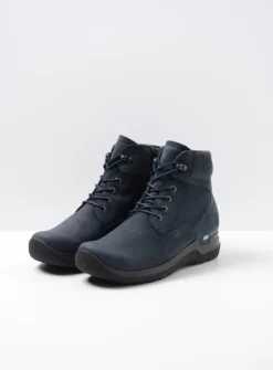 Wolky Whynot HV - blauw nubuck<DAMES Hoge Veterschoenen|Wandelschoenen