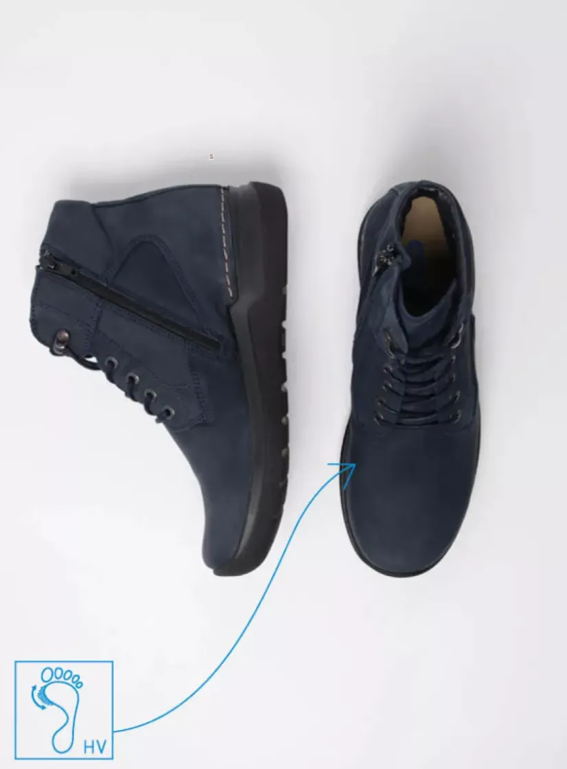 Wolky Whynot HV - blauw nubuck<DAMES Hoge Veterschoenen|Wandelschoenen