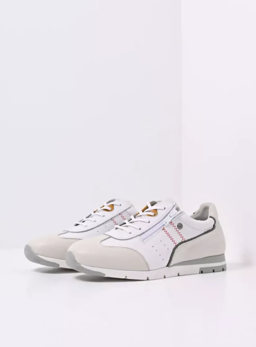 Wolky Yell XW - gebroken wit leer<DAMES Lage Veterschoenen|Sneakers