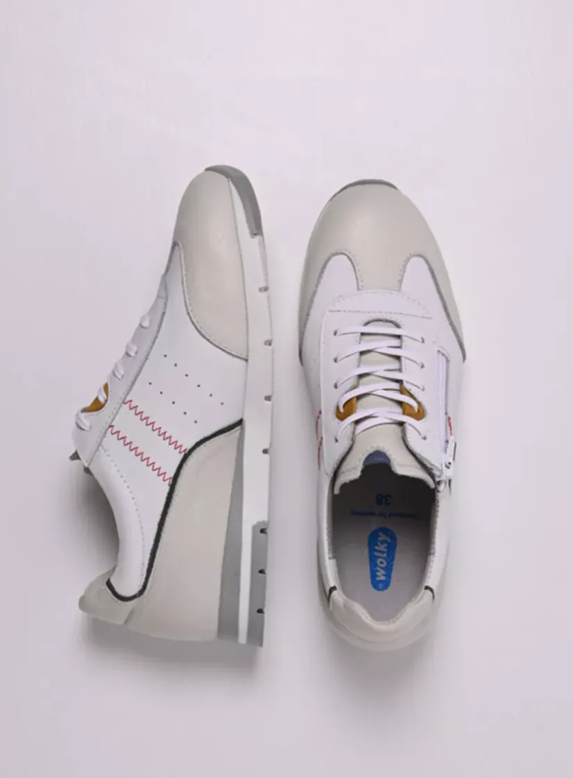 Wolky Yell XW - gebroken wit leer<DAMES Lage Veterschoenen|Sneakers