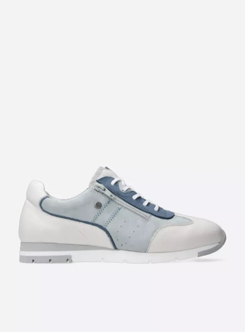 Wolky Yell XW - gebroken wit/denim leer<DAMES Lage Veterschoenen|Sneakers
