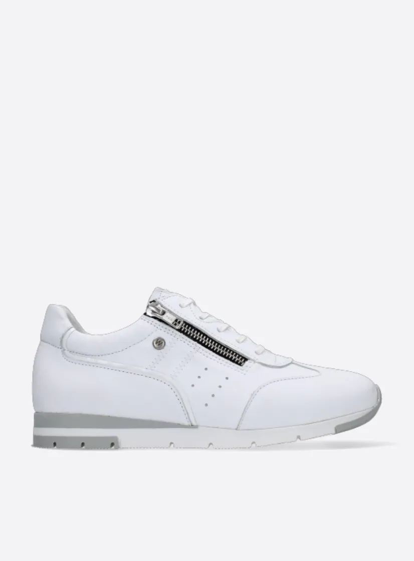 Wolky Yell XW - wit leer<DAMES Lage Veterschoenen|Sneakers