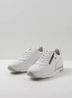Wolky Yell XW - wit leer<DAMES Lage Veterschoenen|Sneakers