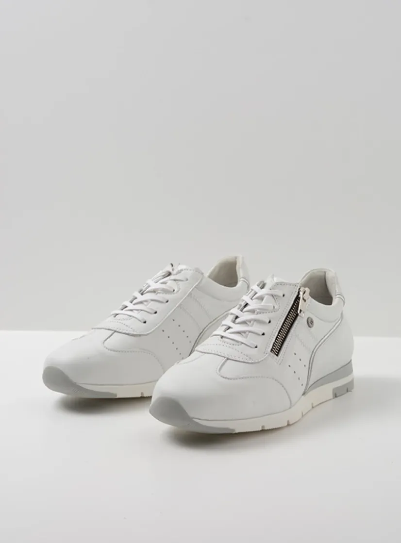 Wolky Yell XW - wit leer<DAMES Lage Veterschoenen|Sneakers