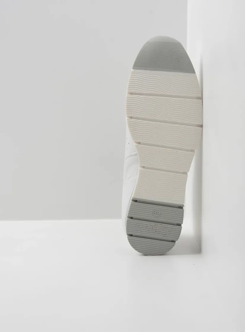 Wolky Yell XW - wit leer<DAMES Lage Veterschoenen|Sneakers