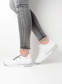 Wolky Yell XW - wit leer<DAMES Lage Veterschoenen|Sneakers